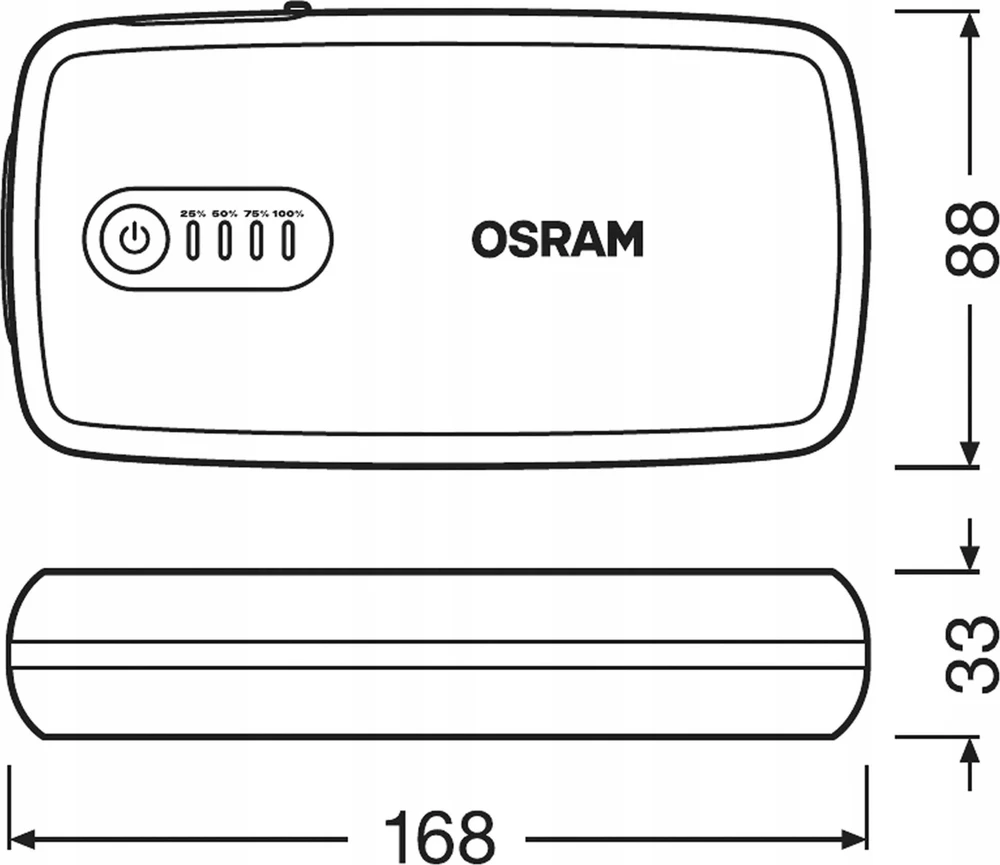 OSRAM ACE akumuliatorius-užvedėjas, ličio 13000 mAh, min srovė 300A. max srovė 1500A ,5V 2,4A,9V2.0