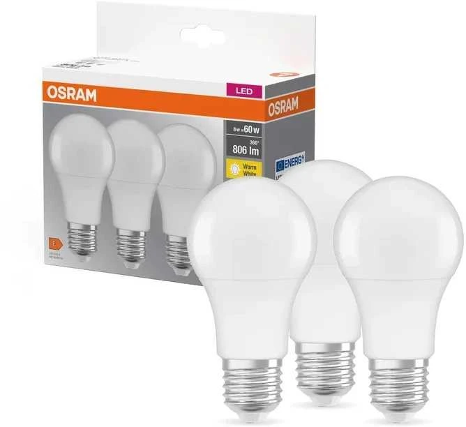 Lemputė Osram LED, A60, šiltai balta, E27, 8.5 W, 800 lm