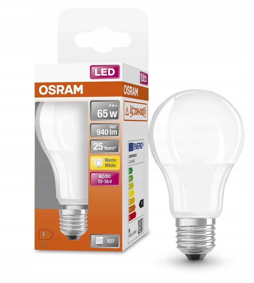 Osram 9W LED lemputė CLASSIC A, E27, baltos matinės sp., 2700K