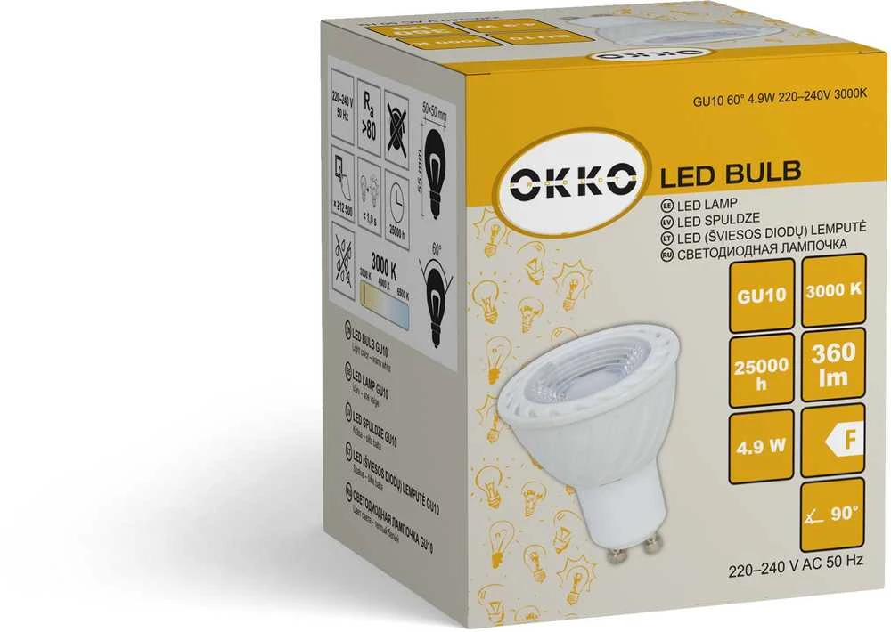 Okko Osram LED lemputė PAR16 5W GU10 830 60 360lm 15kHz