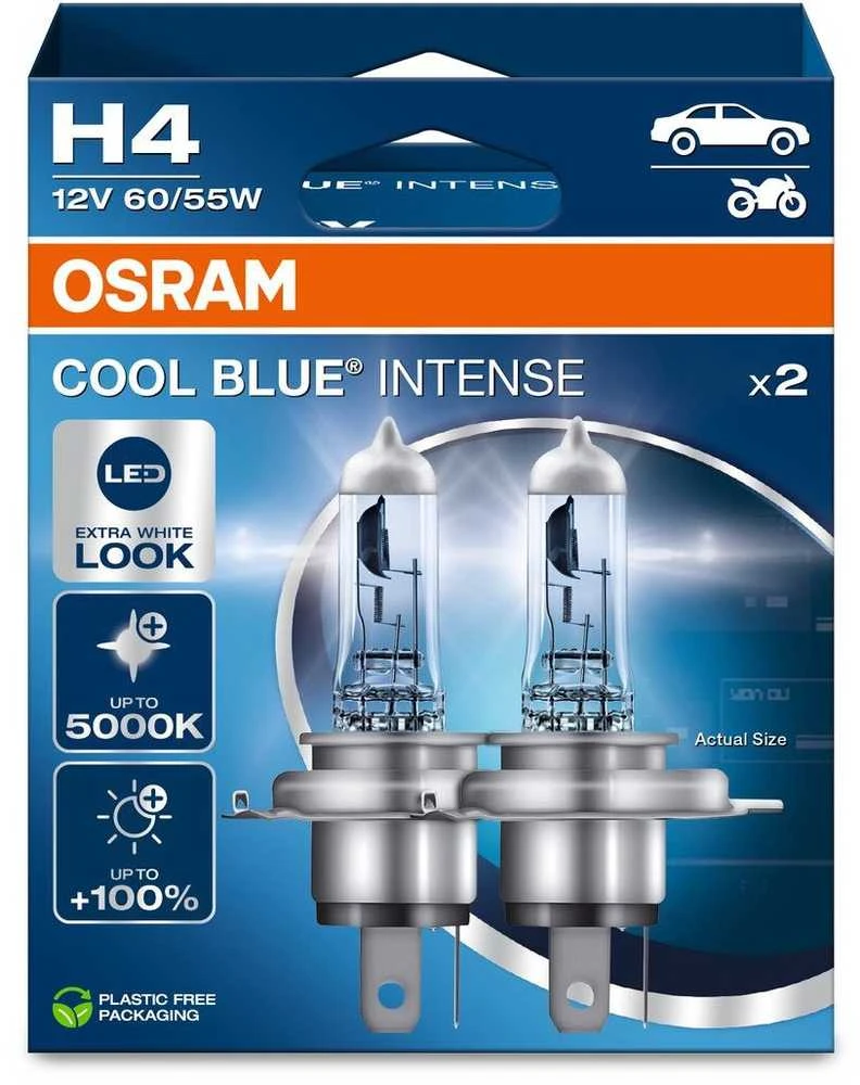 Osram H4 Cool Blue Intense 5000K lemputės pakuotė