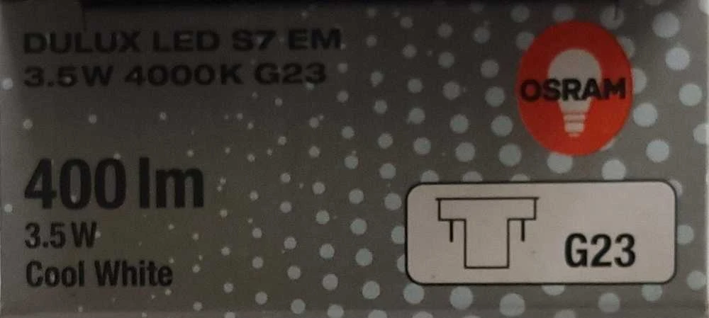OSRAM DULUX LED S 400lm 3,5W/840 (7W) G23 EM/230V