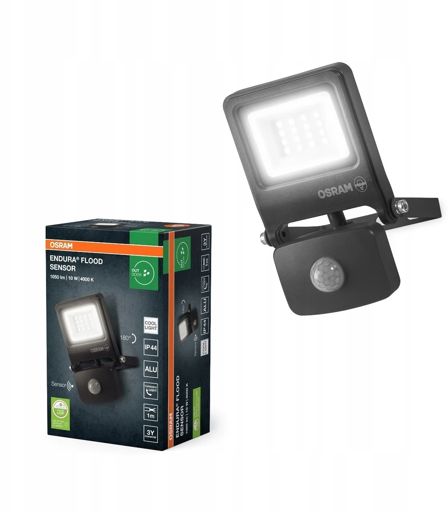 Osram 10W LED prožektorius ENDURA, tamsiai pilkas, 4000K, su judesio davikliu, IP44
