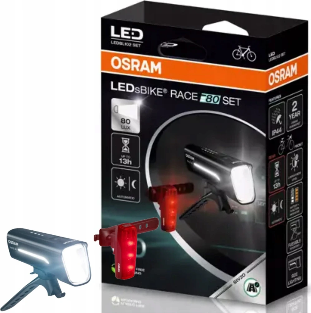 Dviračių žibintų rinkinys Osram LED, plastikas, juoda