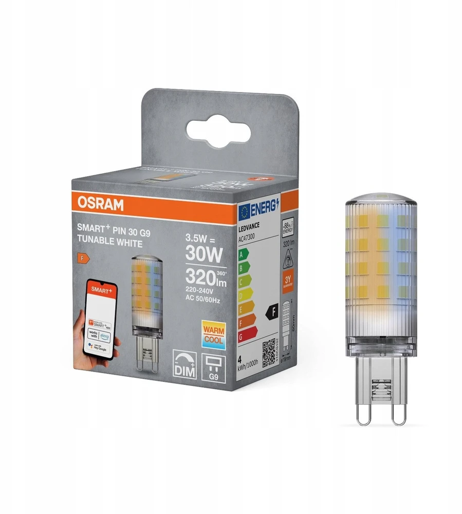 Osram 3,5W LED lemputė SMART WiFi, G9, 2700/6500K, T18, 300°, dimeriuojama