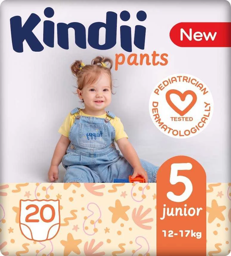 Kindii KINDI Sauskelnės-kelnaitės junior 5 dydis (12-17 kg) 20 vnt