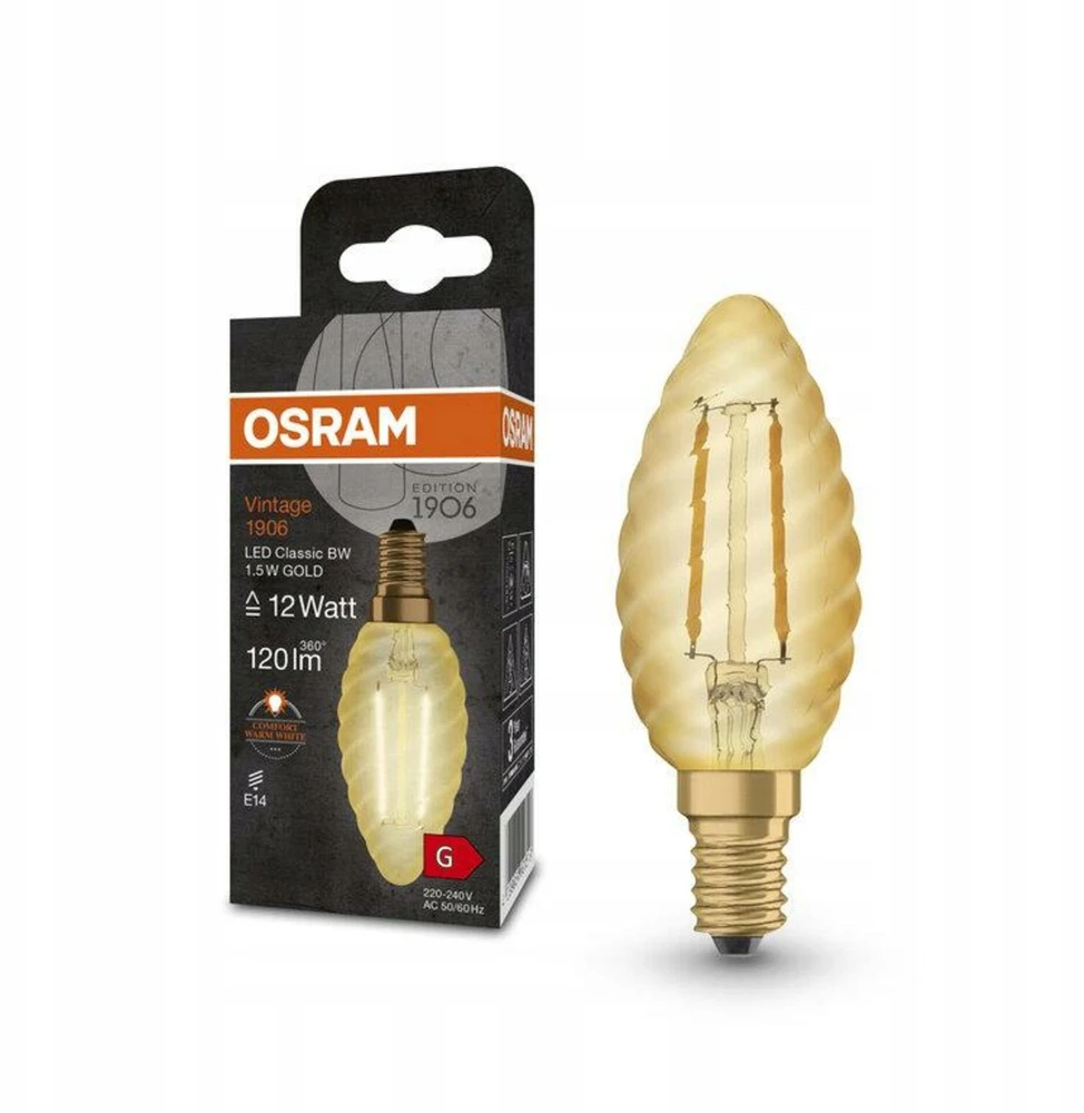 Osram 1,5W LED lemputė VINTAGE 1906, E14, aukso sp., 2400K