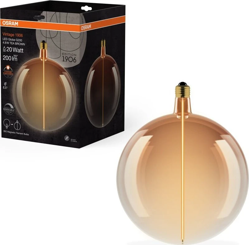 Light bulb Osram LED. G200. E27. 4.8W. 200lm. 1800K. DIM