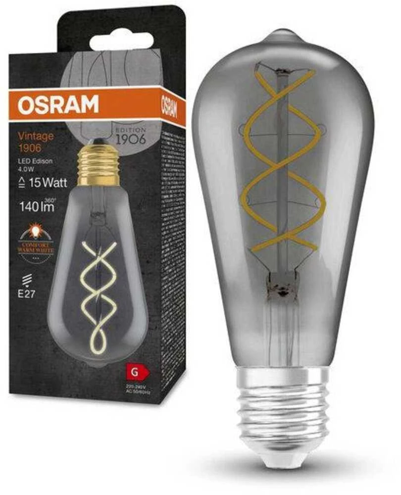 Osram 4W LED lemputė VINTAGE 1906, E27, dūmų sp., 1800K