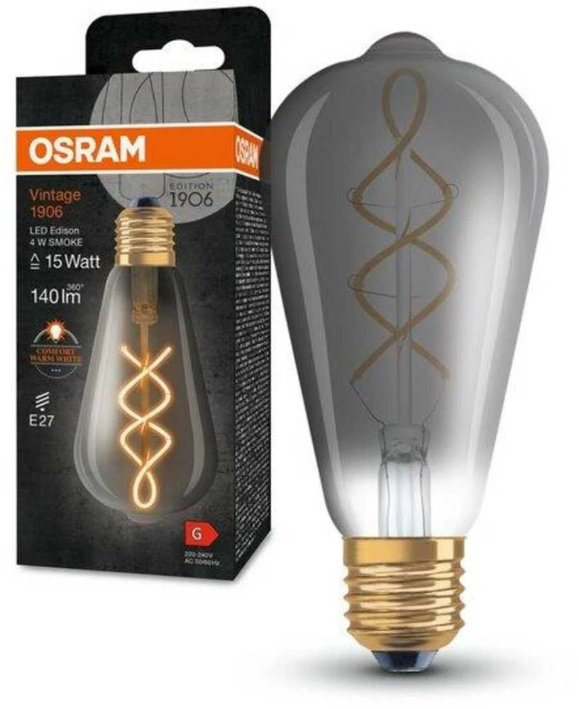 Osram 4W LED lemputė VINTAGE 1906, E27, dūmų sp., 1800K