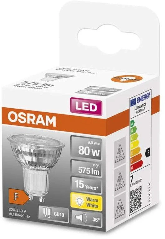 LED lemputė Osram PAR16 36°, 6.5W, GU10, 2700K, 575lm