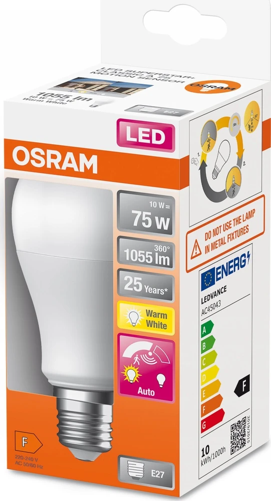Lemputė Osram LED, A75, šiltai balta, E27, 10 W, 2000 lm