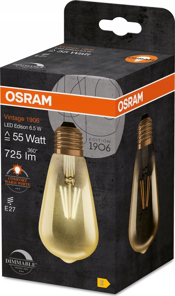 Osram 6,5W LED lemputė VINTAGE 1906, E27, aukso sp., 2400K, dimeriuojama