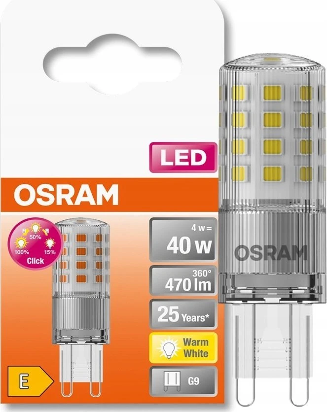 Osram 4W LED lemputė LED THREE STEP DIM PIN, G9, 2700K