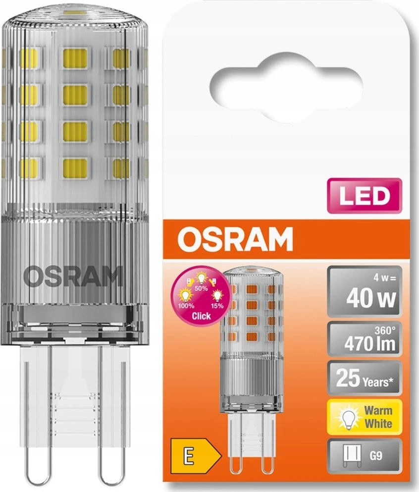 Osram 4W LED lemputė LED THREE STEP DIM PIN, G9, 2700K