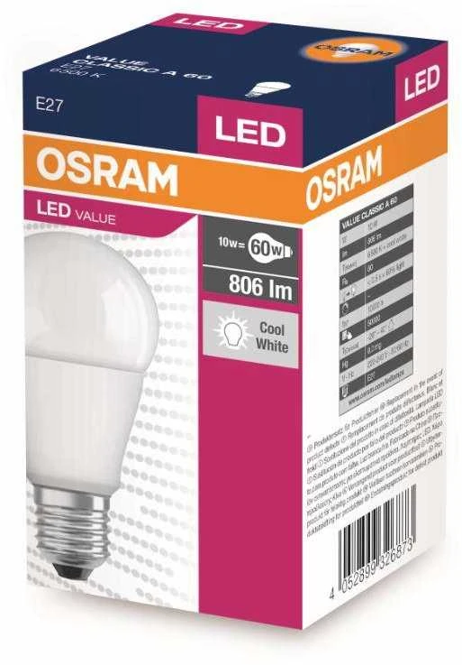 OSRAM VALUE E27 8,5W / 865 CLA60W kasdien 6500k
