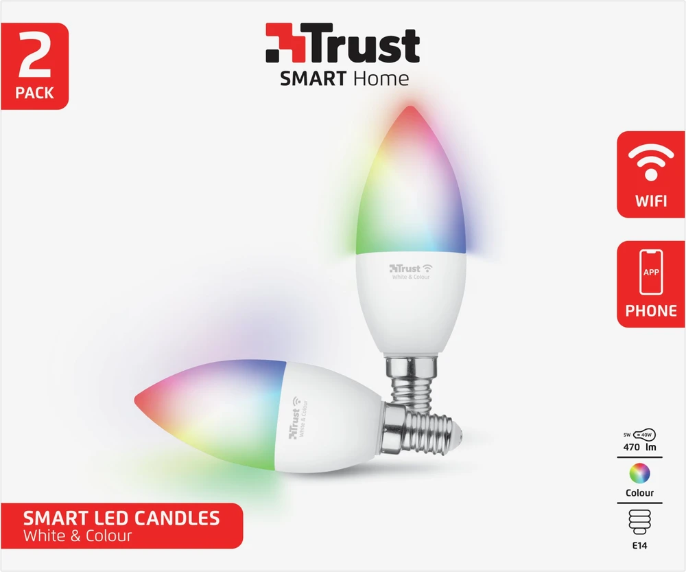 Osram LED lemputė Trust Smart WiFi LED žvakė E14 Baltas & Colour (dviejų dalių pakuotė)