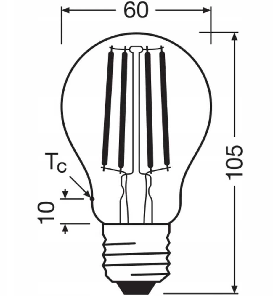 Osram OSRAM LED standartinė gijų lemputė 470lm 2.2W/827 (40W) E27, A energijos klasė, reguliuojamo ryškumo