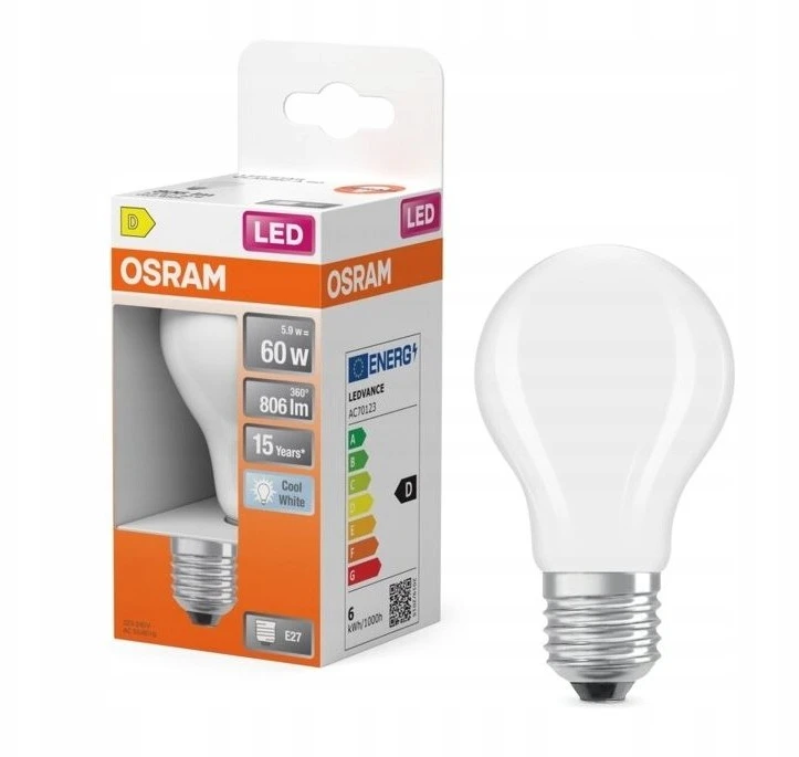 Osram LEMP LED A60 5.9W E27 4000K 806LM MA