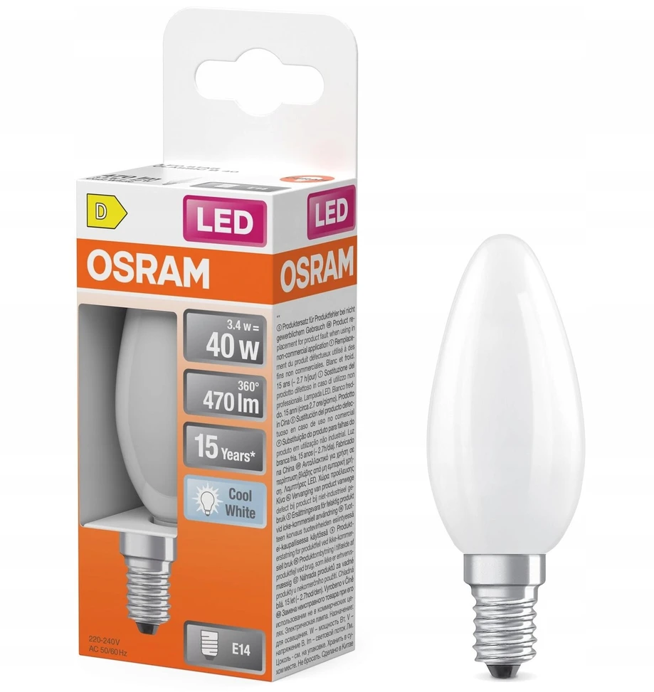 Osram LEMP LED B35 3.4W E14 4000K 470LM MAT