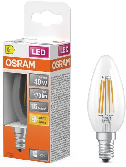 Osram Lempa LED lemputė B35 3,4W E14 2700K 470lm