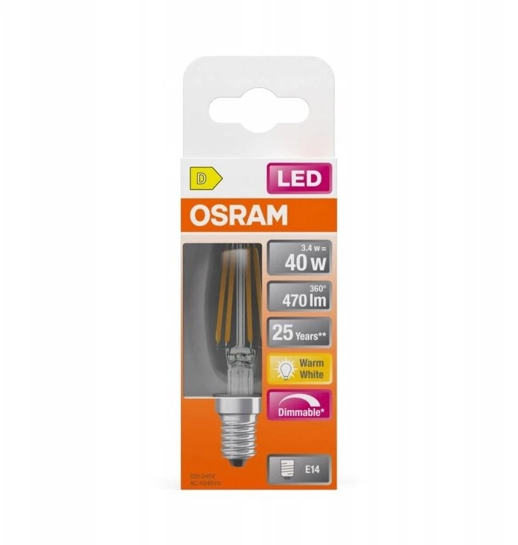 Osram LEDSCL FIL B35 3.4W E14 827 470LMDIM