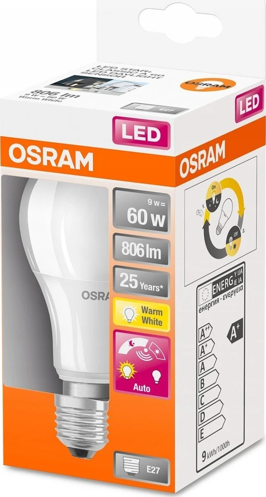 LED lemputė OSRAM, A60, E27, 9 W, 806 lm, 2700 K