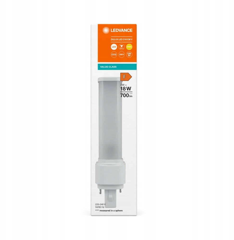 Osram 7W LED lemputė DULUX, G24d-2, baltos matinės sp., 3000K