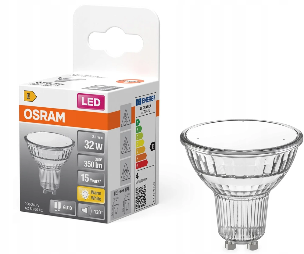 Osram LED Lemputė PAR16, 4.3W, GU10, 827, 1200, 350LM