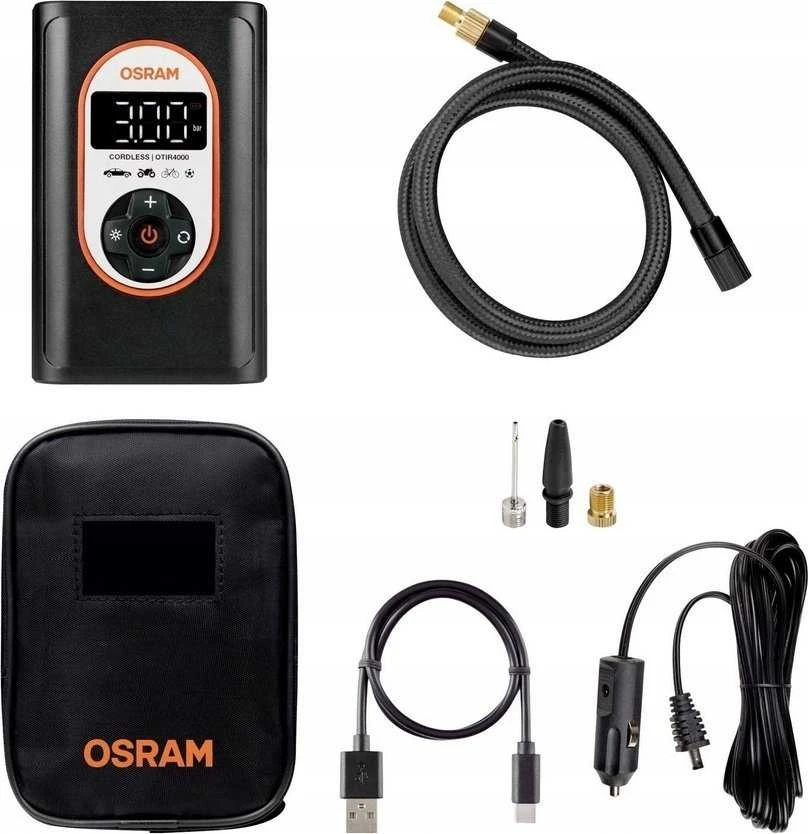 Osram „Carruzzo“ 12 V kompresorius, 8,3 barų – įkraunamas padangų pripūtimo įrenginys su skaitmeniniu apšvietimu