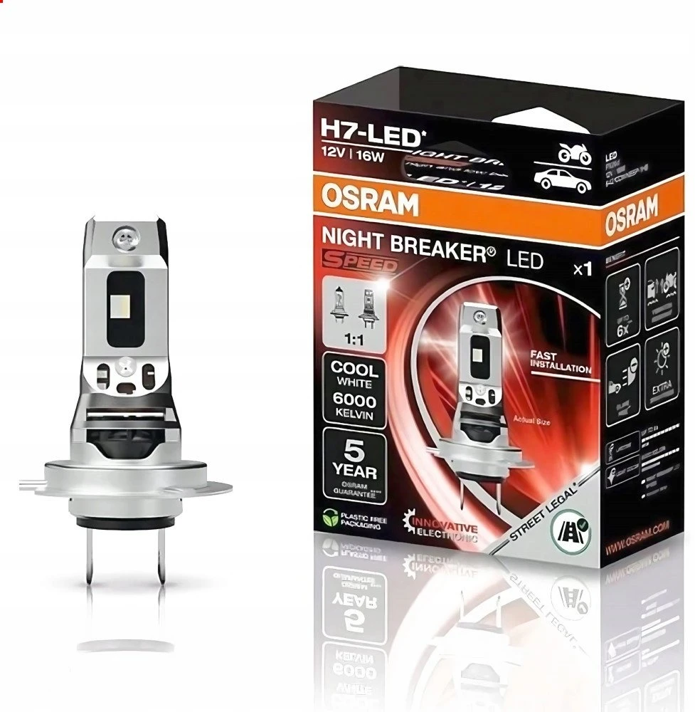 OSRAM motociklo LED lemputė H7 NIGHT BREAKER LED SPEED 450, 16 W, 6000 K, 64210DWNBSP-1HB-450