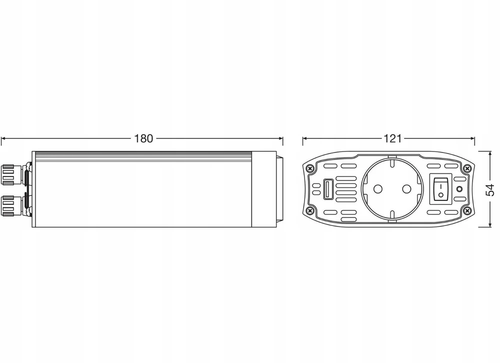 Osram keitiklis OEINVU300, naudingoji galia: 300 W, įėjimo įtampa: 12 V, išėjimo įtampa: 230 V USB - 121x197x53 mm
