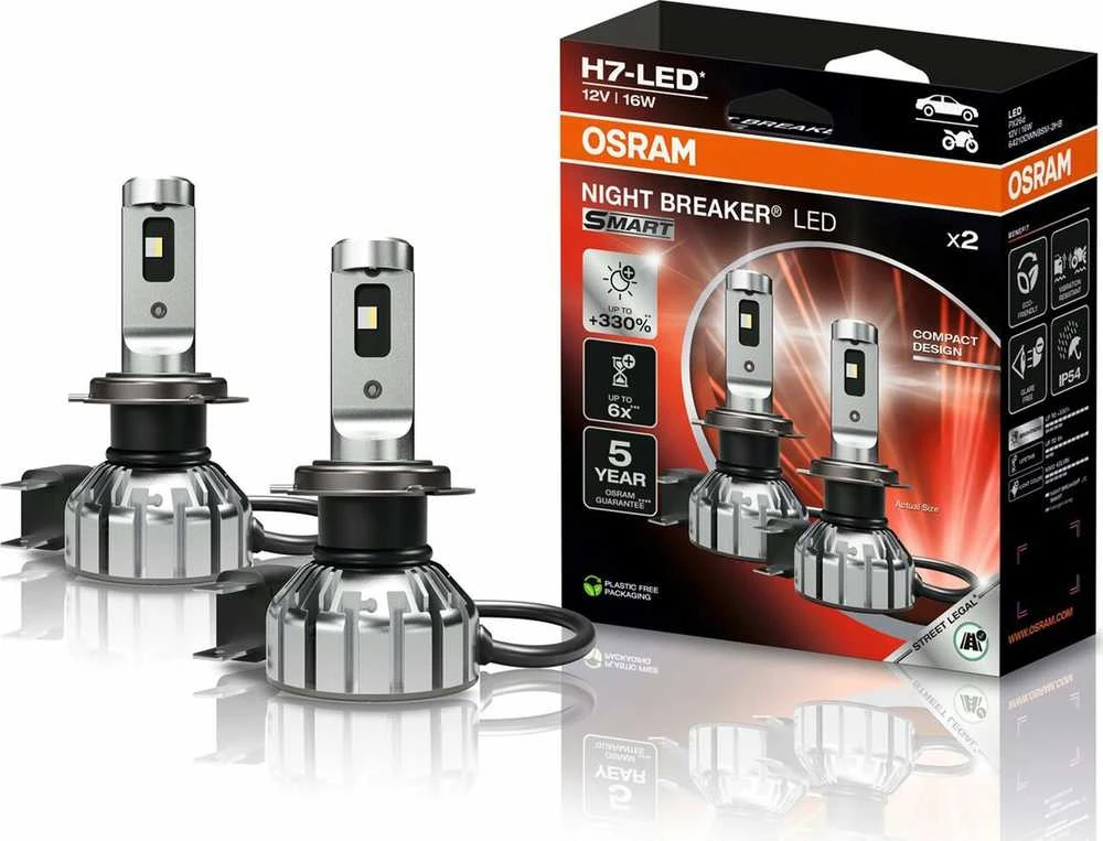 OSRAM automobilinė lemputė NIGHT BREAKER LED H7 Street Legal Smart 16W 6000K, 2vnt