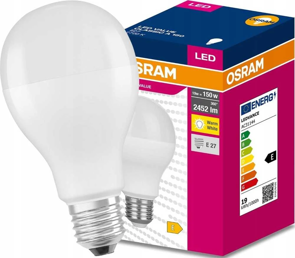 OSRAM VALUE E27 19W/827 CLA150W šiltas 2700k