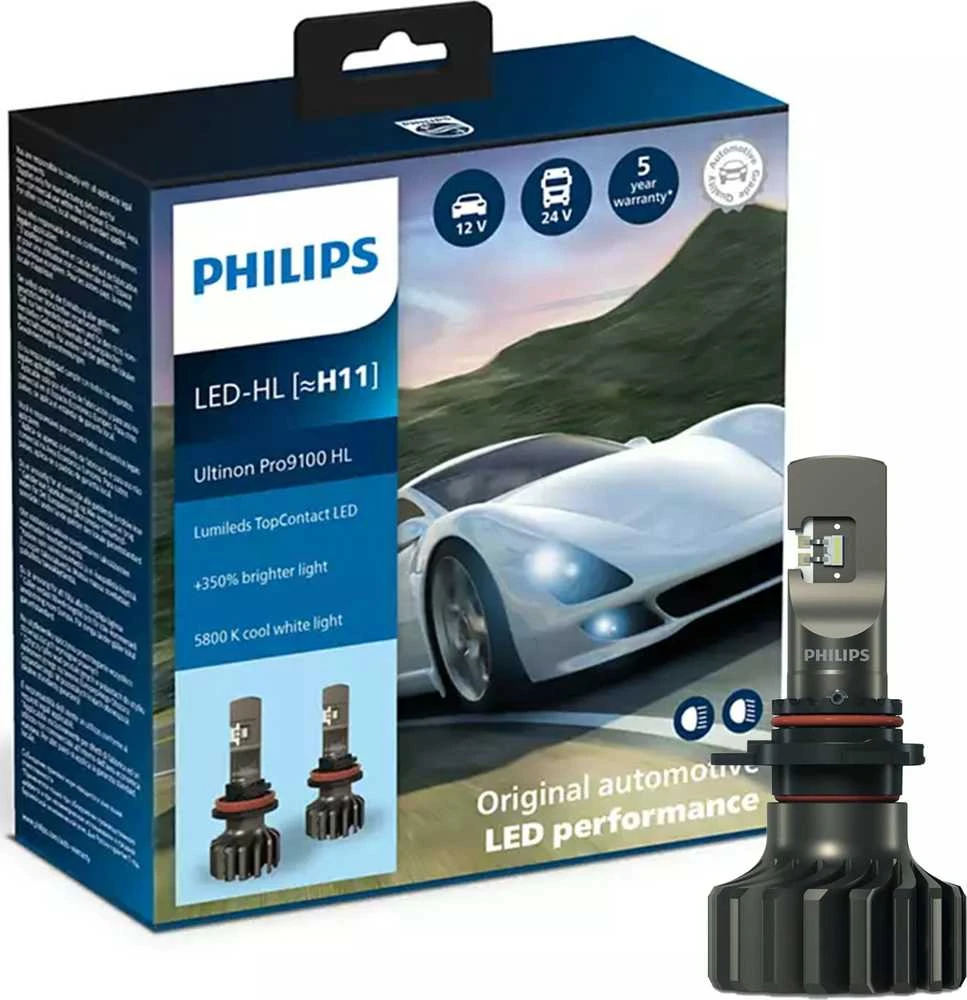Philips Ultinon Pro9100 H11 LED lemputė ir pakuotė