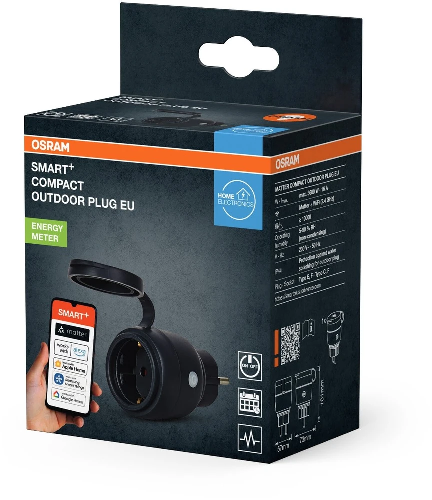 Kištukinis lizdas išmanus, Osram, smart, wifi, IP44