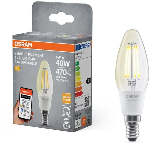 Osram SMART+ MATTER Filament Dimmable Classic B40 827 | E14 | 4 W | Šilta balta | Wi-Fi (4099854530067)