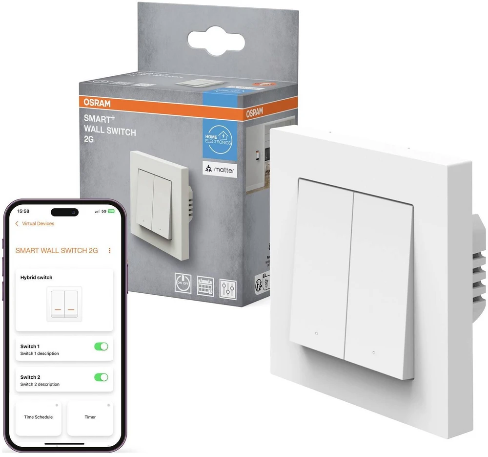 Osram SMART+ MATTER Wall Switch 2 Channel | Baltas