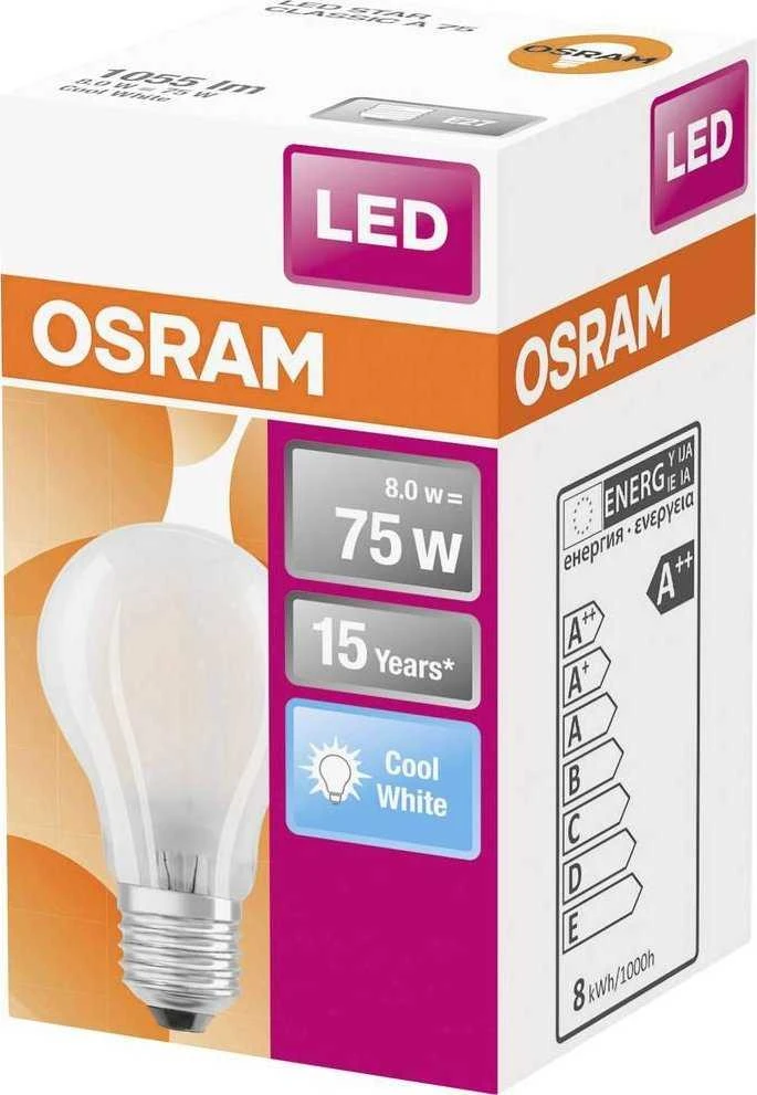 LED lemputė OSRAM, A60, E27, 7,5 W, 1055 lm, 4000 K