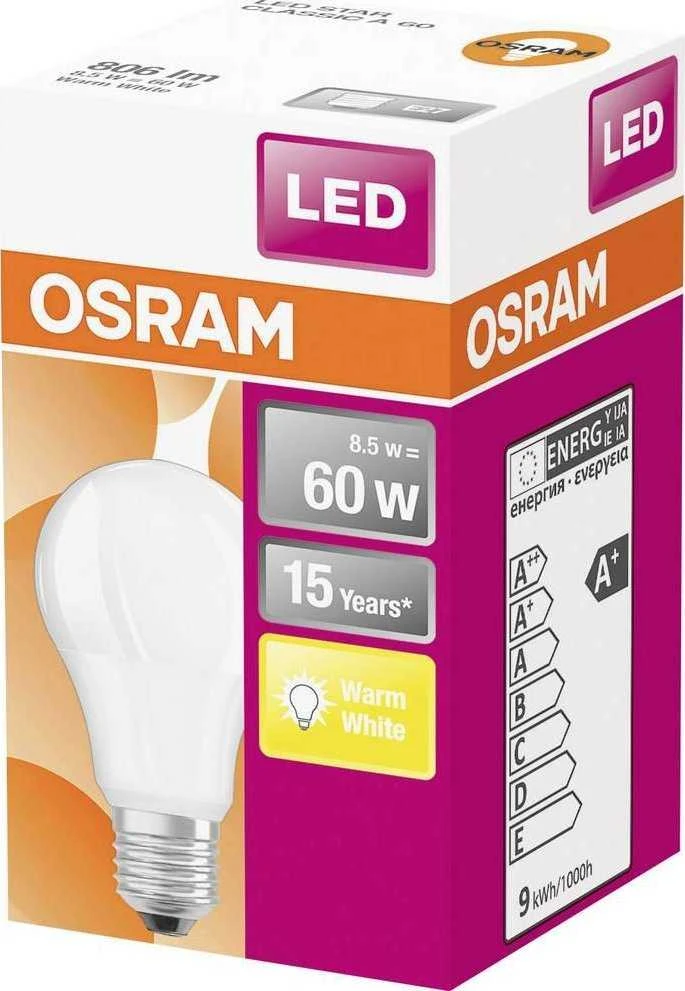 Osram Parathom Classic LED | E27 | 8,5 W | Šiltas Baltas