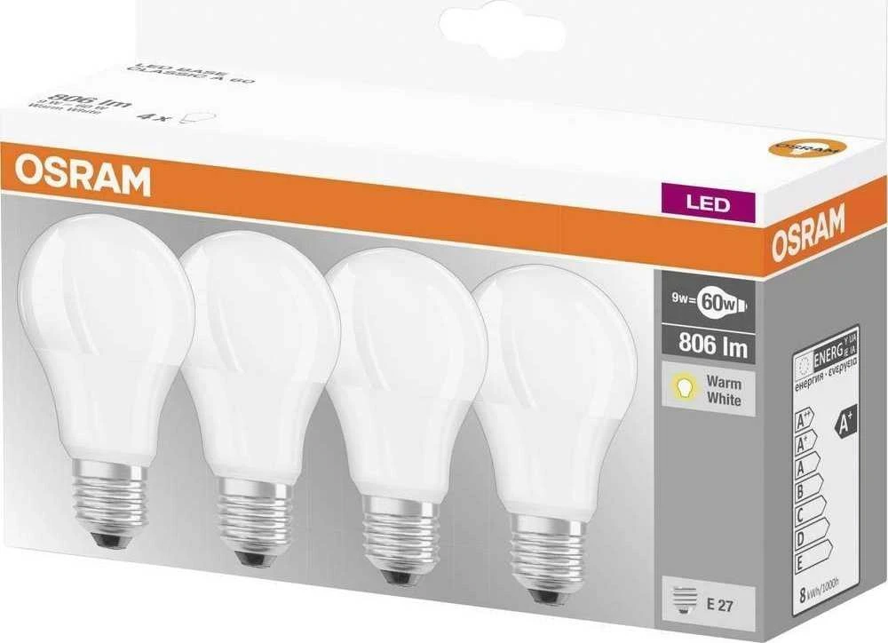 LED lempa Osram A60, 8.5W, E27, 2700K, 806lm, 4vnt.