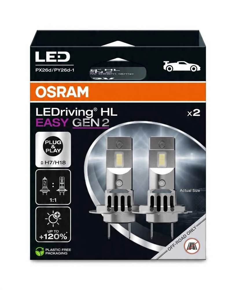 Osram LEMP AUTO LED H7/H18 12V2000LM6000K 2VNT