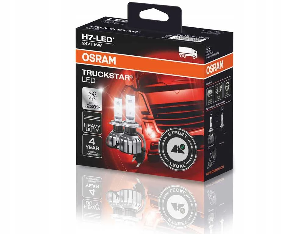 OSRAM Night Breaker Truckstar H7 LED lemputės 24V 16W | 6000K | 2 vnt. | Teisėta keliuose