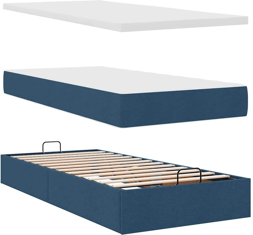 Osmanų lova su čiužiniu ir LED lemputėmis Mėlynas 90x200 cm