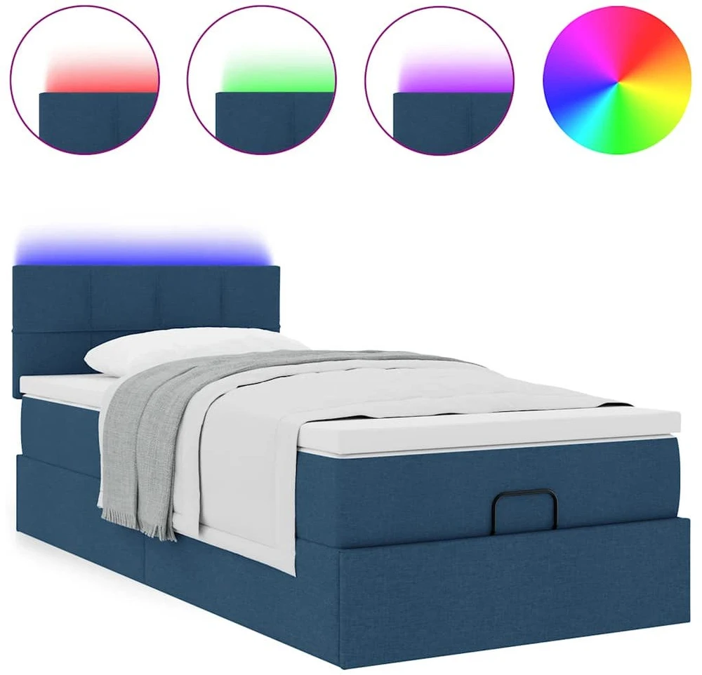 Osmanų lova su čiužiniu ir LED lemputėmis Mėlynas 100x200 cm