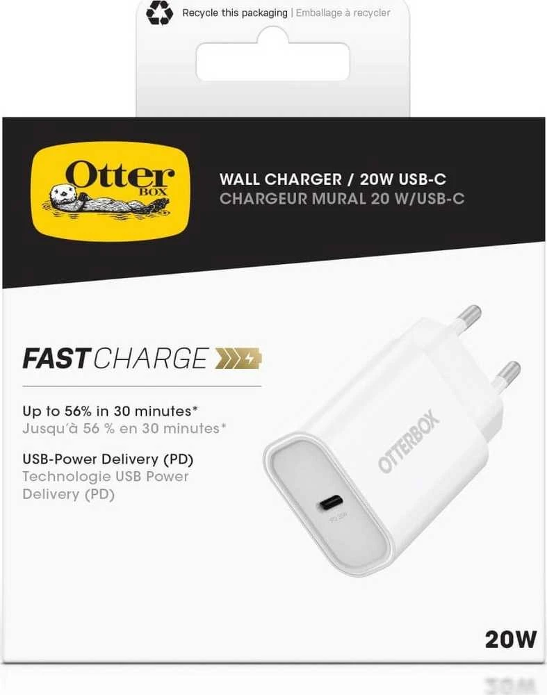 OTTERBOX STANDARTINIS ES SIENINIS ĮKROVIKLIS 20W - 1X USB-C 20W USB-PD Baltas