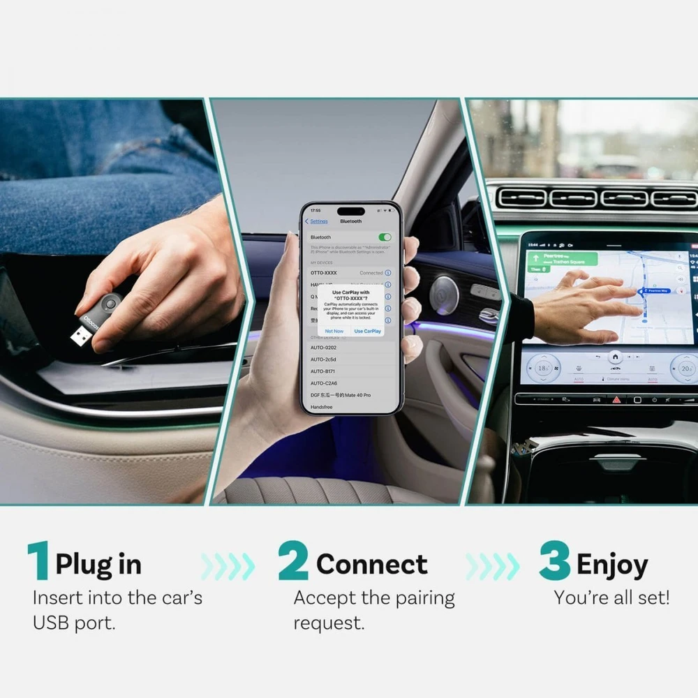 Belaidis CarPlay/Android Auto adapteris Ottocast Mini juodas CA505-T