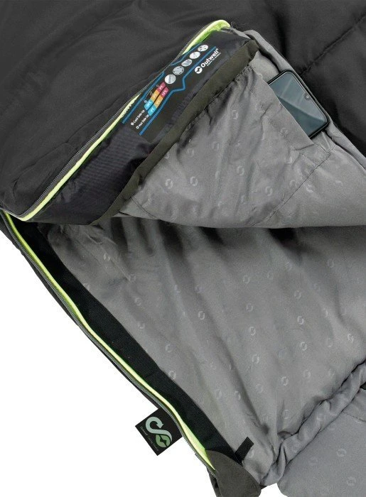 Outwell miegmaišis Contour 220 x 85 cm, -13/+16 °C, juodas