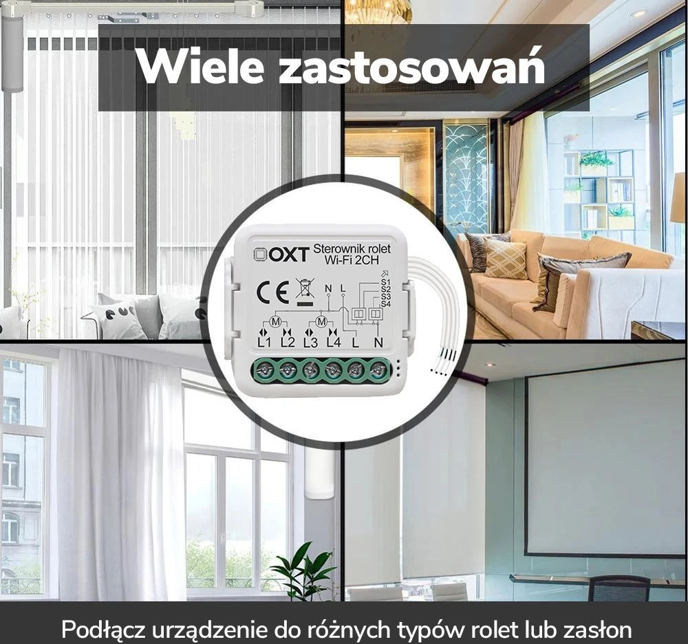 Tuya – 2 kanalų mini WiFi roletų valdiklis – Android/iOS aplikacija – OXT SWT28
