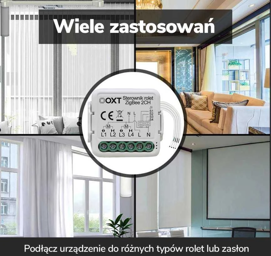 Tuya – 2 kanalų mini ZigBee roletų valdiklis – Android/iOS programa – OXT SWTZ28